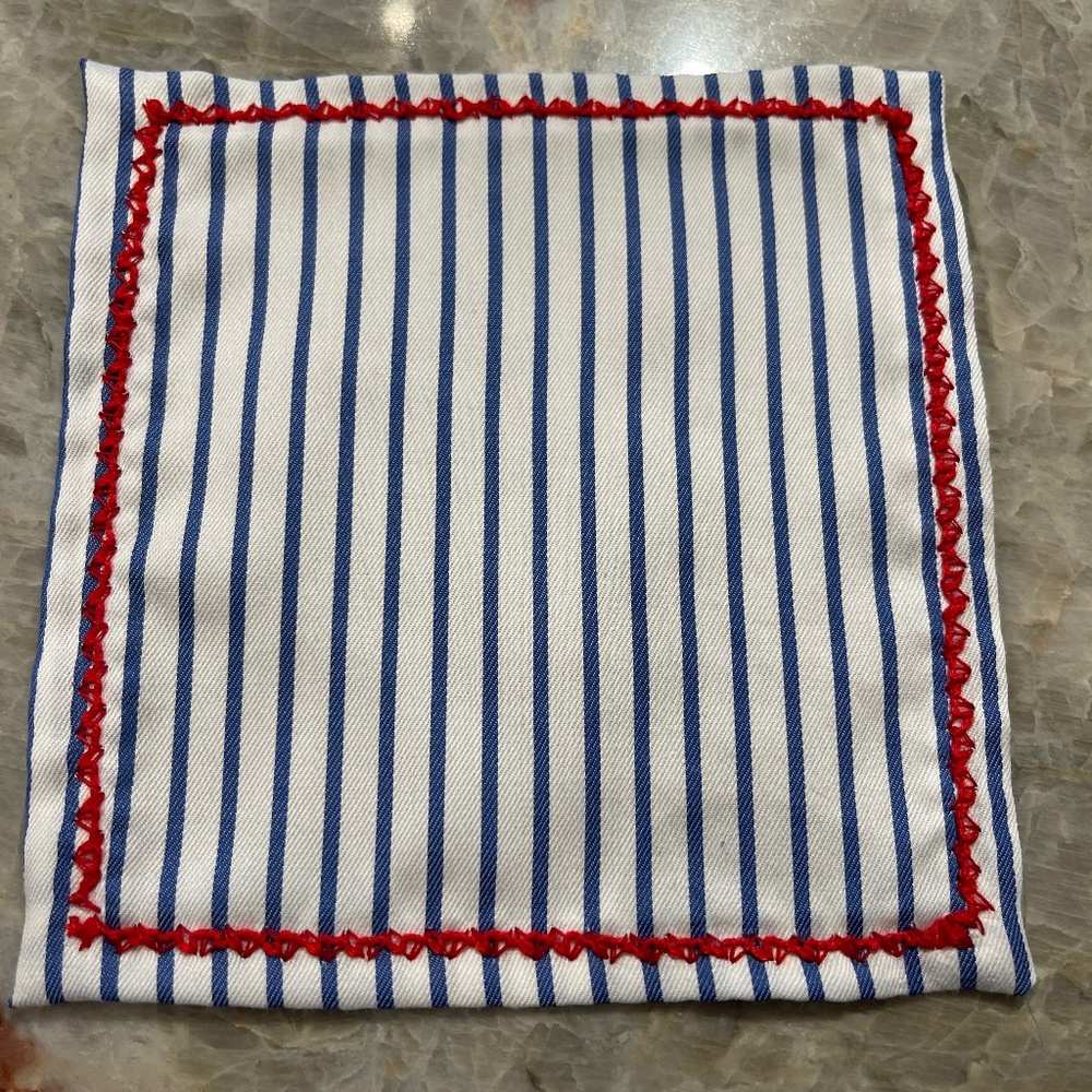 Set of 8 Cloth Napkins, Stripe Fabric, 5.25"